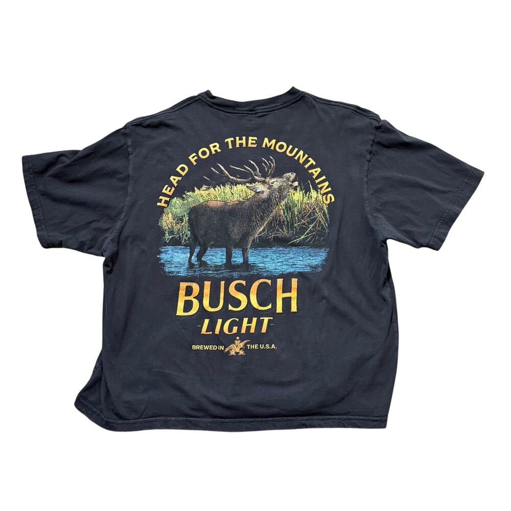Busch Light Alaska Moose T Shirt Men's XL Black Head For The Mountains Beer